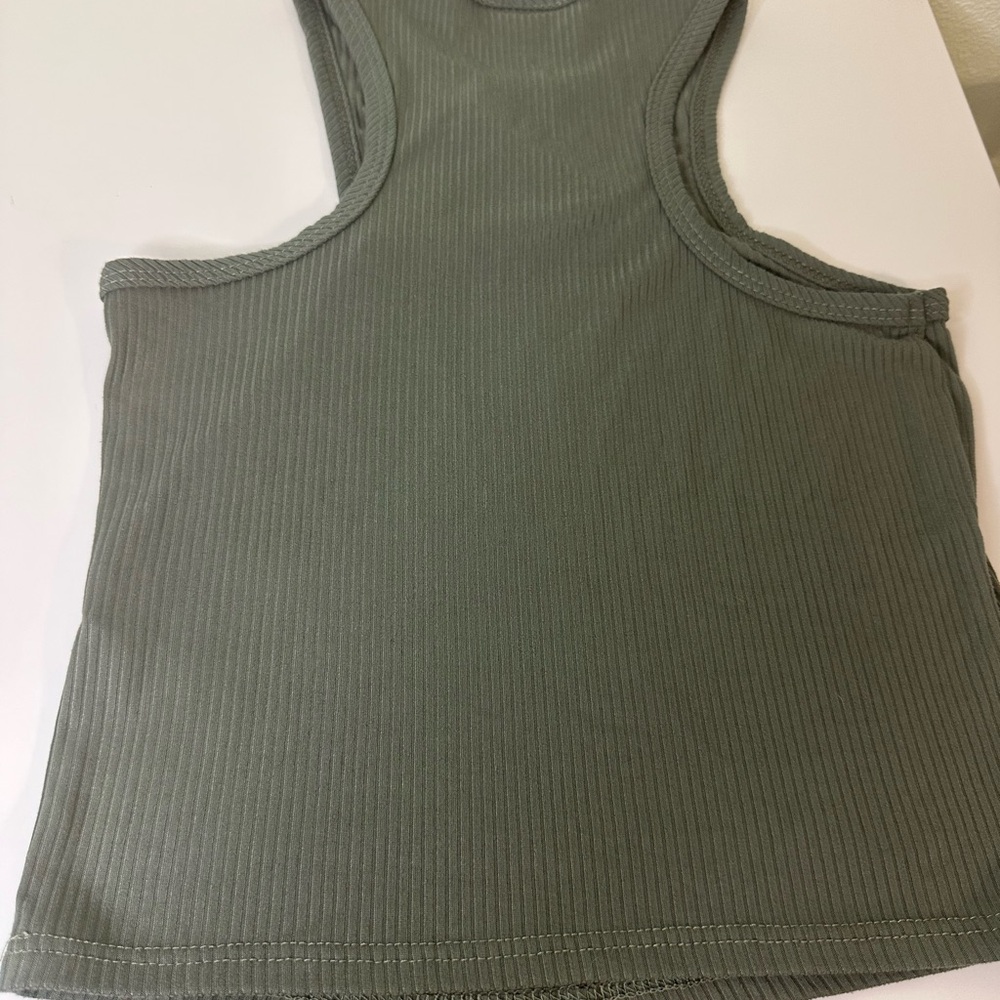 Women's Ribbed Tank Top - Green - Picture 2 of 3